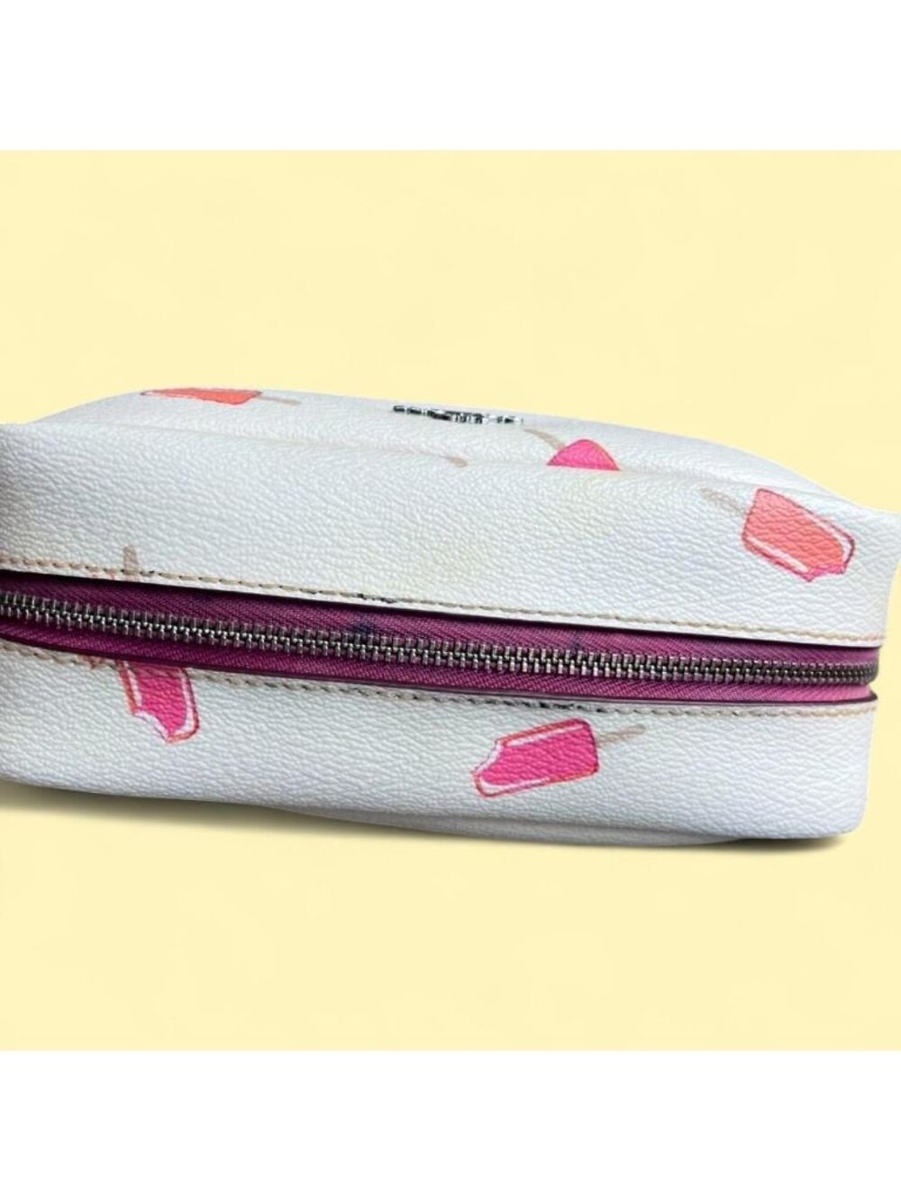 Coach White & Pink Ice Cream Lollipop Makeup Travel Cosmetic Bag Y2K Summer - Picture 5 of 7